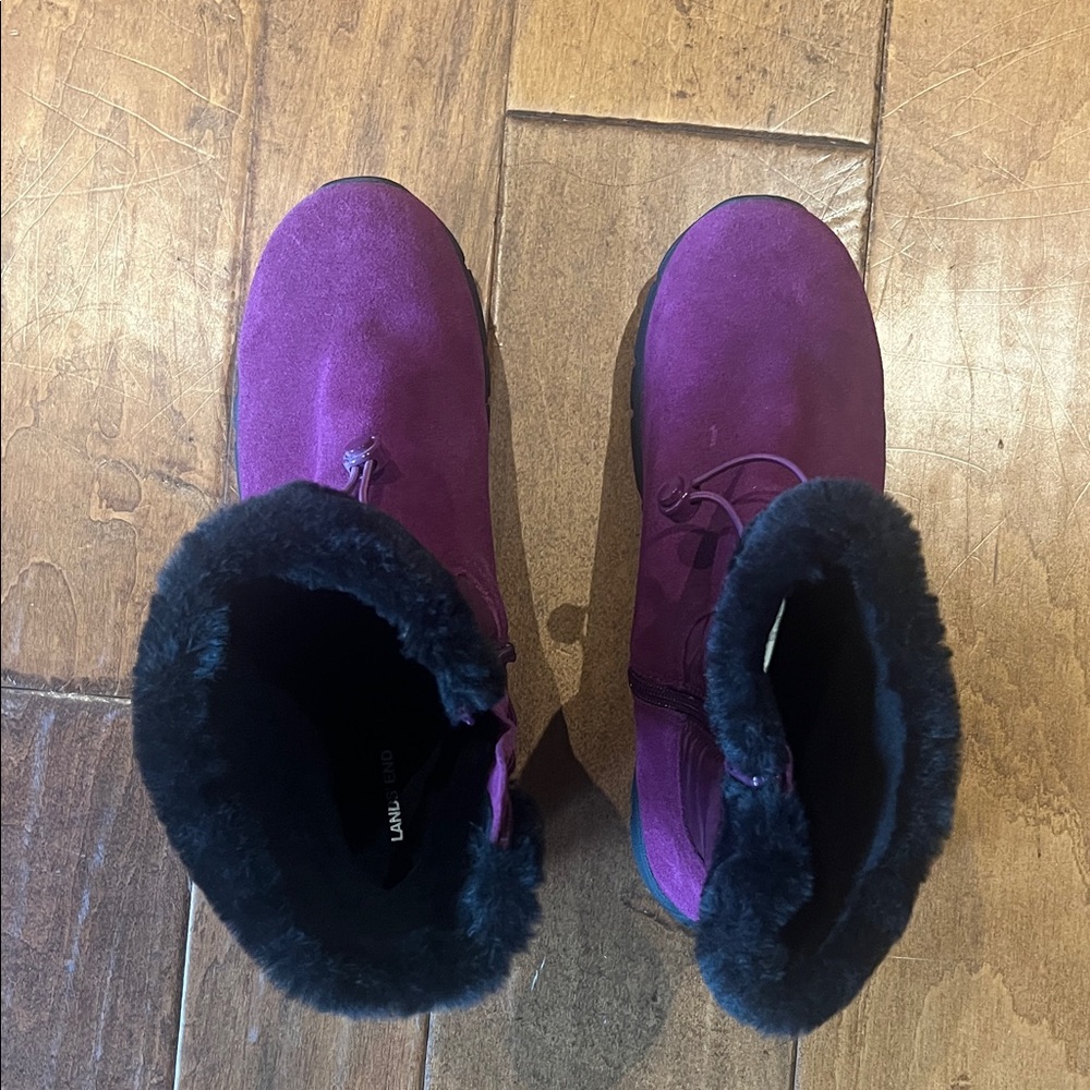 Women's Purple Suede Cold-Weather Ankle Boots By Lands End